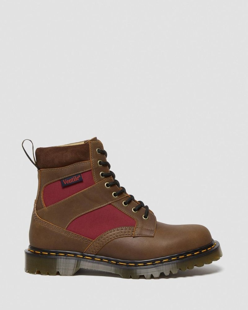 Dr Doc Martens 1460 Made in England Acolchado Panel Encaje Up Boots (Dockyard+Ventile+E.H. Gamuza) Marrom | GT80-I3XM