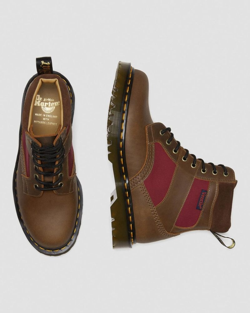 Dr Doc Martens 1460 Made in England Acolchado Panel Encaje Up Boots (Dockyard+Ventile+E.H. Gamuza) Marrom | GT80-I3XM