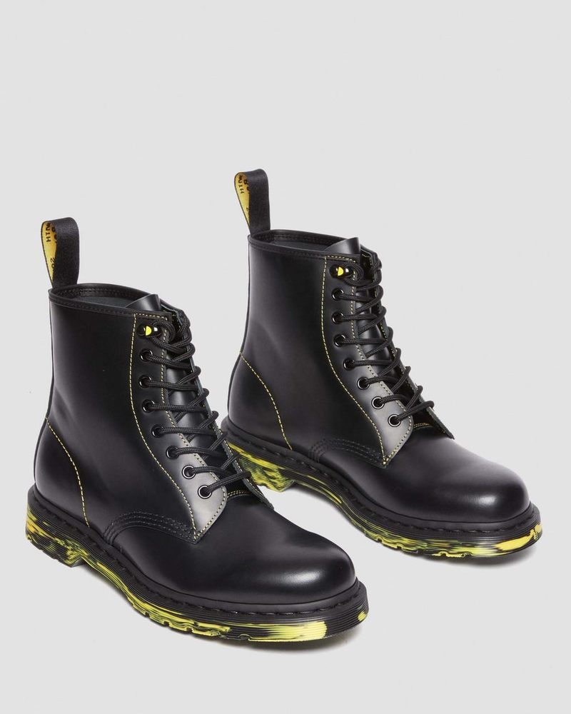 Dr Doc Martens 1460 Marbled Sole Smooth Cuero Encaje Up Boots (Smooth Cuero) Negros | IA92-C7EI