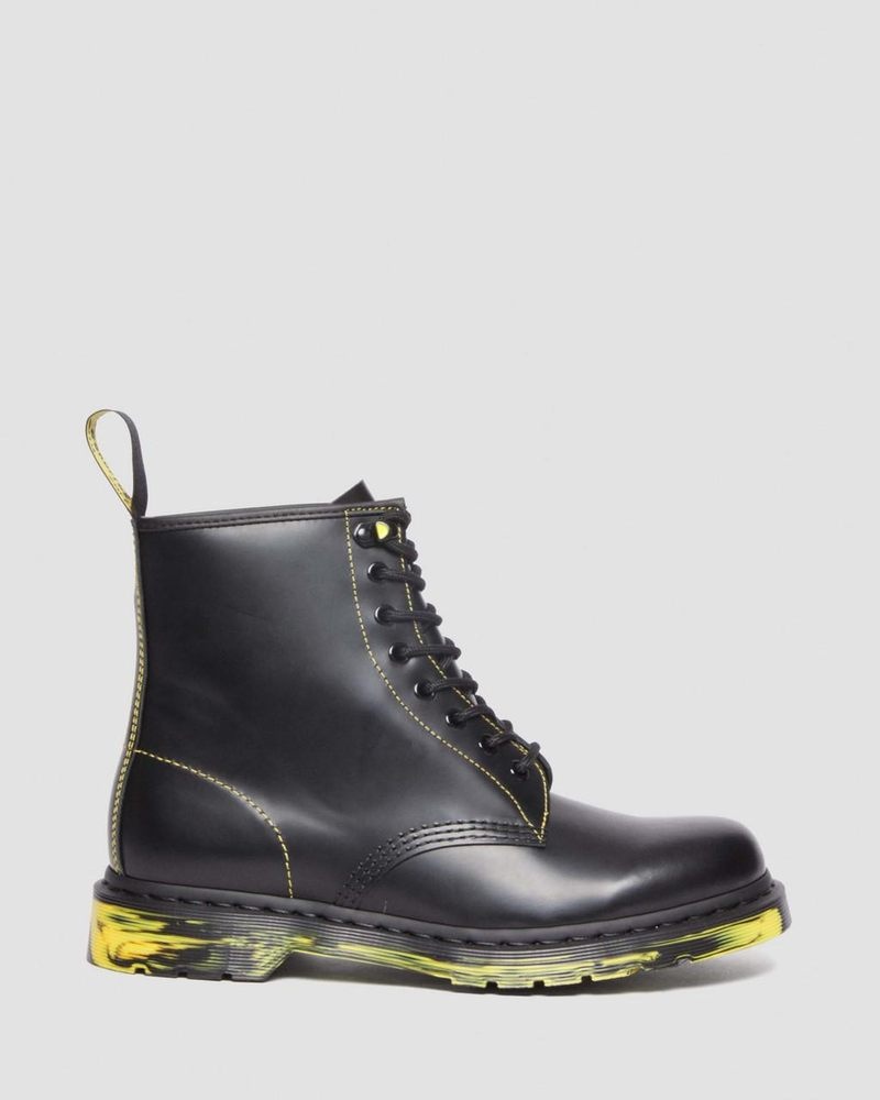 Dr Doc Martens 1460 Marbled Sole Smooth Cuero Encaje Up Boots (Smooth Cuero) Negros | IA92-C7EI