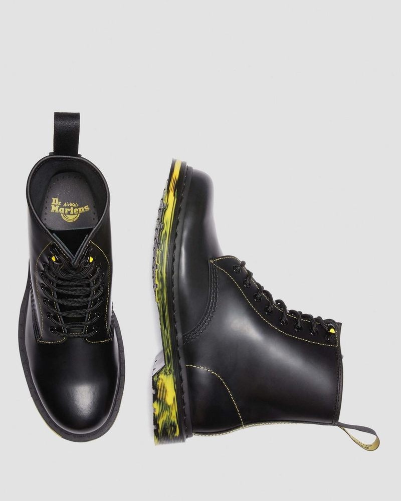 Dr Doc Martens 1460 Marbled Sole Smooth Cuero Encaje Up Boots (Smooth Cuero) Negros | IA92-C7EI