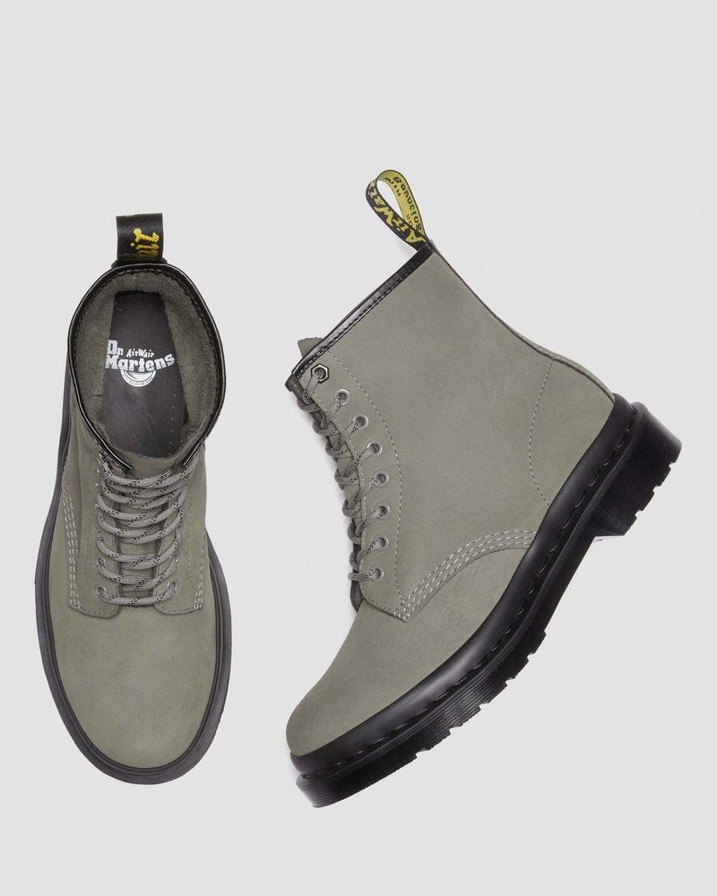 Dr Doc Martens 1460 Milled Nubuck Cuero Encaje Up Boots (Milled Nubuck Wp) Grises | OV11-E3MK