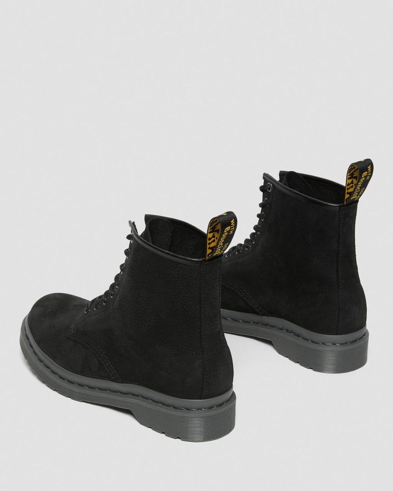 Dr Doc Martens 1460 Mono Milled Nubuck Cuero Encaje Up Boots (Milled Nubuck Wp) Negros | DF18-P4GE