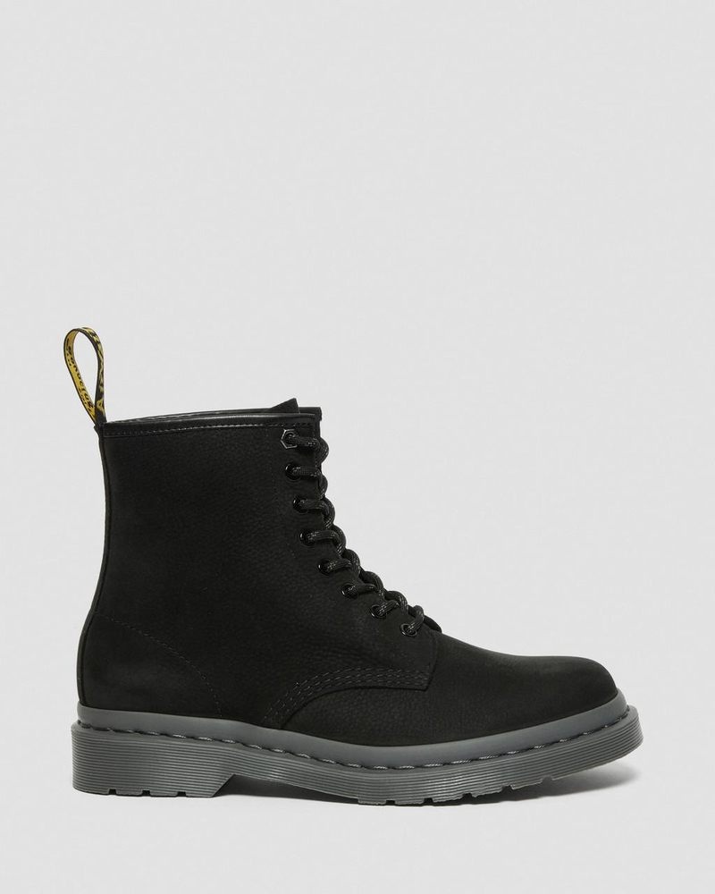 Dr Doc Martens 1460 Mono Milled Nubuck Cuero Encaje Up Boots (Milled Nubuck Wp) Negros | DF18-P4GE