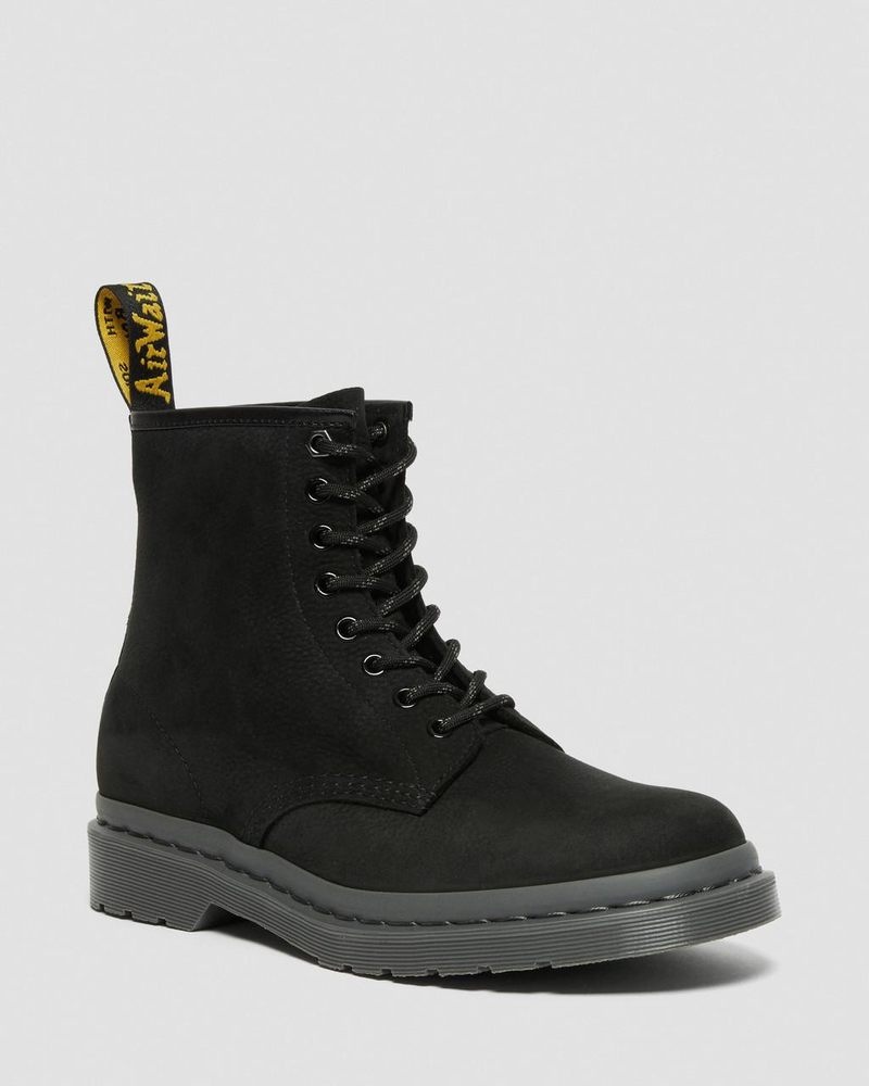 Dr Doc Martens 1460 Mono Milled Nubuck Cuero Encaje Up Boots (Milled Nubuck Wp) Negros | DF18-P4GE