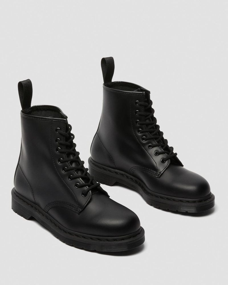 Dr Doc Martens 1460 Mono Smooth Cuero Encaje Up Boots (Smooth Cuero) Negros | PH02-V6GI