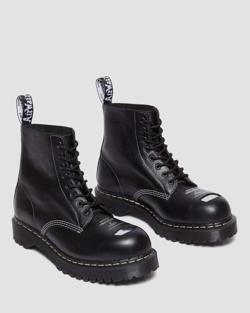 Dr Doc Martens 1460 Pascal Bex Exposed Steel Puntera Encaje Up Boots (Overdrive) Negros | EI78-H3EG