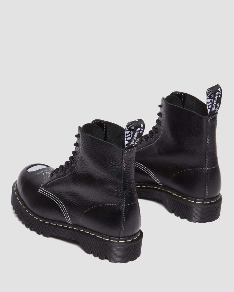 Dr Doc Martens 1460 Pascal Bex Exposed Steel Puntera Encaje Up Boots (Overdrive) Negros | EI78-H3EG