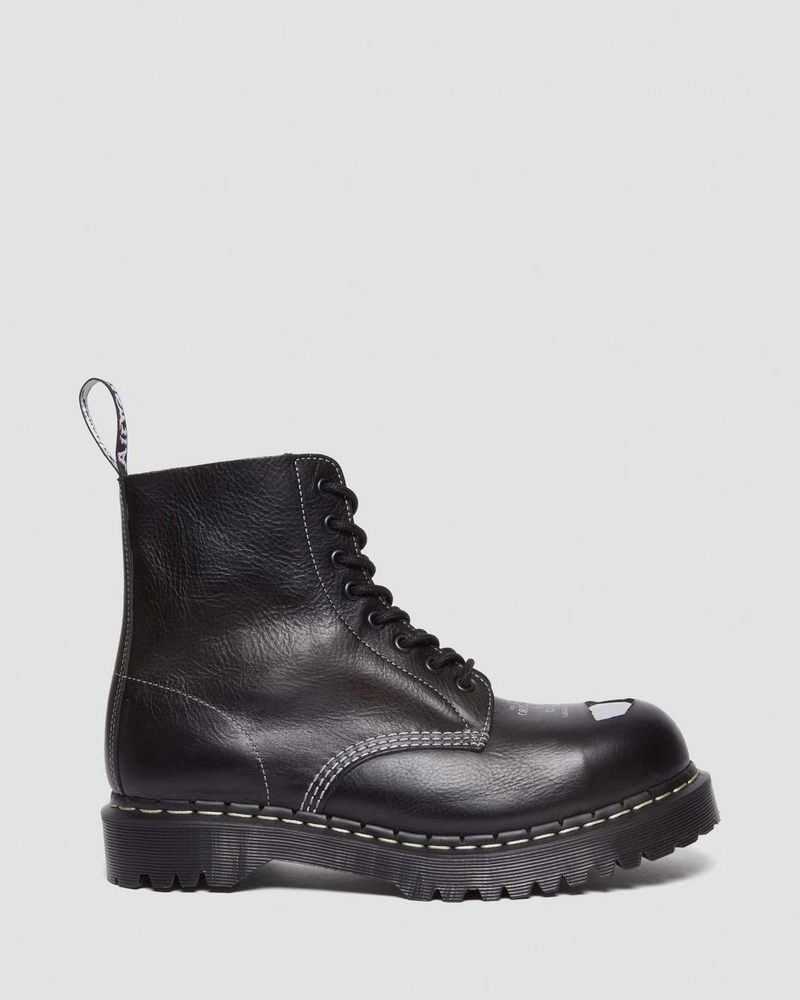 Dr Doc Martens 1460 Pascal Bex Exposed Steel Puntera Encaje Up Boots (Overdrive) Negros | EI78-H3EG