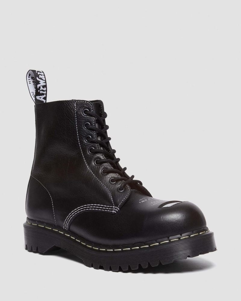 Dr Doc Martens 1460 Pascal Bex Exposed Steel Puntera Encaje Up Boots (Overdrive) Negros | EI78-H3EG