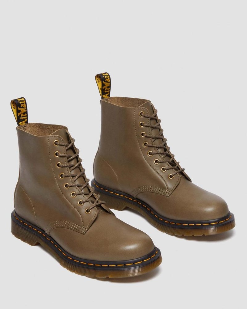 Dr Doc Martens 1460 Pascal Carrara Cuero Encaje Up Boots (Carrara) Verde Oliva | OU49-C1PN