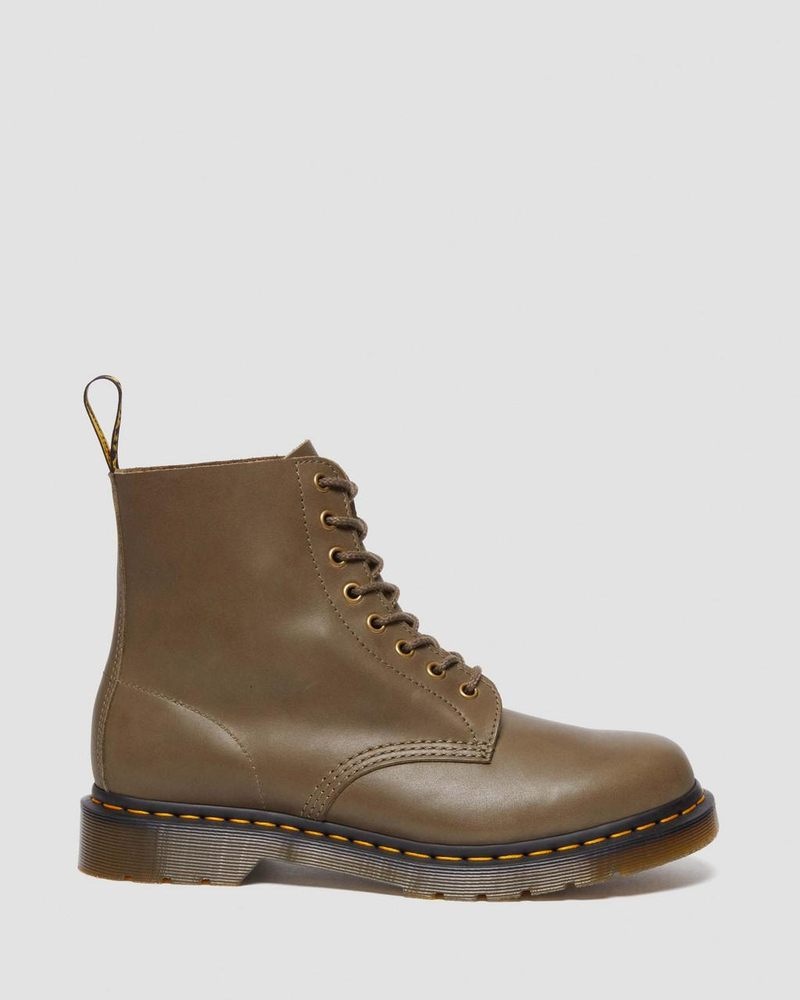 Dr Doc Martens 1460 Pascal Carrara Cuero Encaje Up Boots (Carrara) Verde Oliva | OU49-C1PN