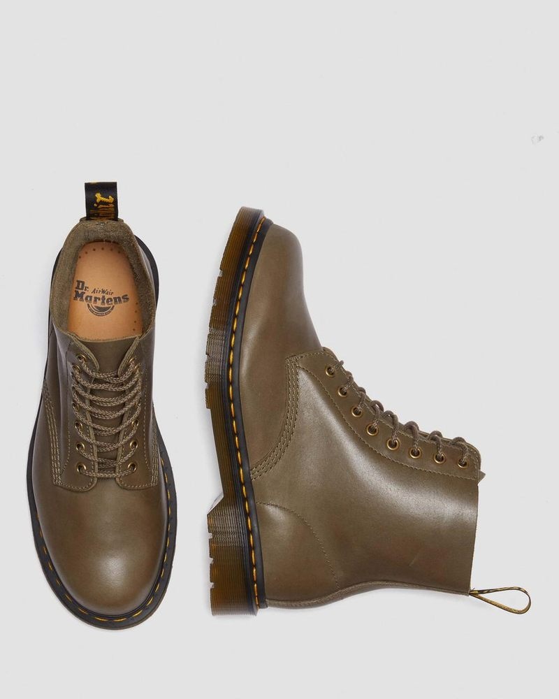 Dr Doc Martens 1460 Pascal Carrara Cuero Encaje Up Boots (Carrara) Verde Oliva | OU49-C1PN