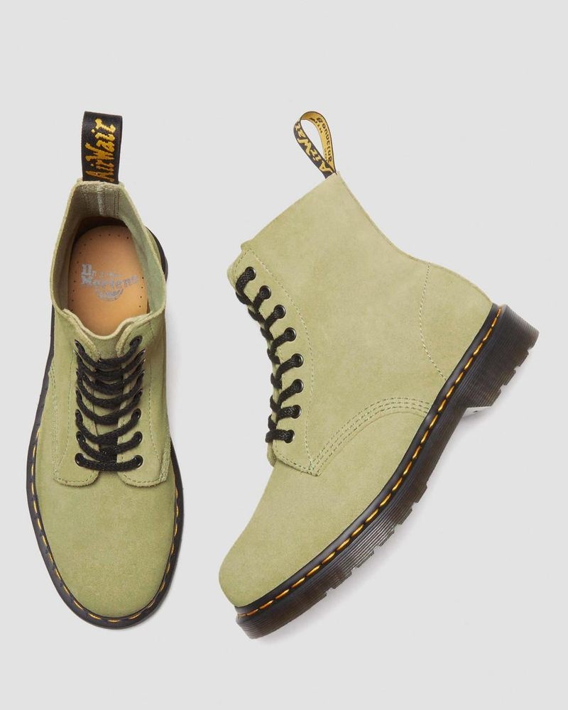 Dr Doc Martens 1460 Pascal Gamuza Encaje Up Boots (E H Gamuza+E H Gamuza Mb) Verde Oliva | MK77-Y5XZ