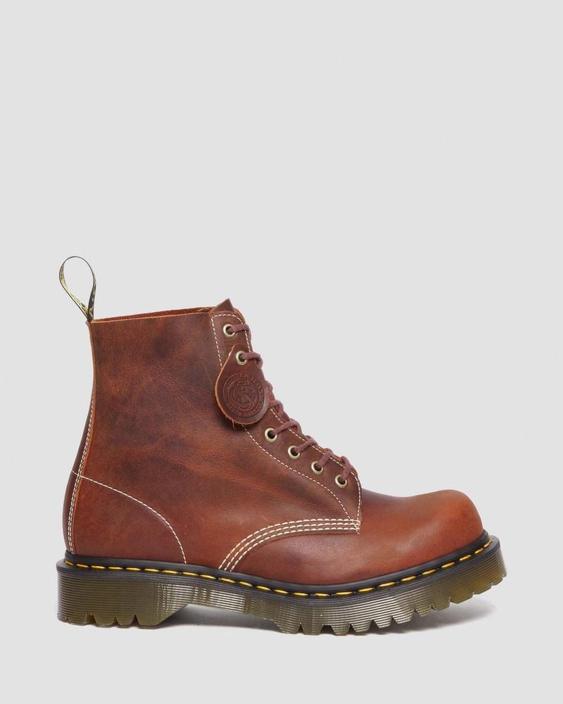 Dr Doc Martens 1460 Pascal Made in England Heritage Cuero Encaje Up Boots Heritage Tan | IO41-T8EN