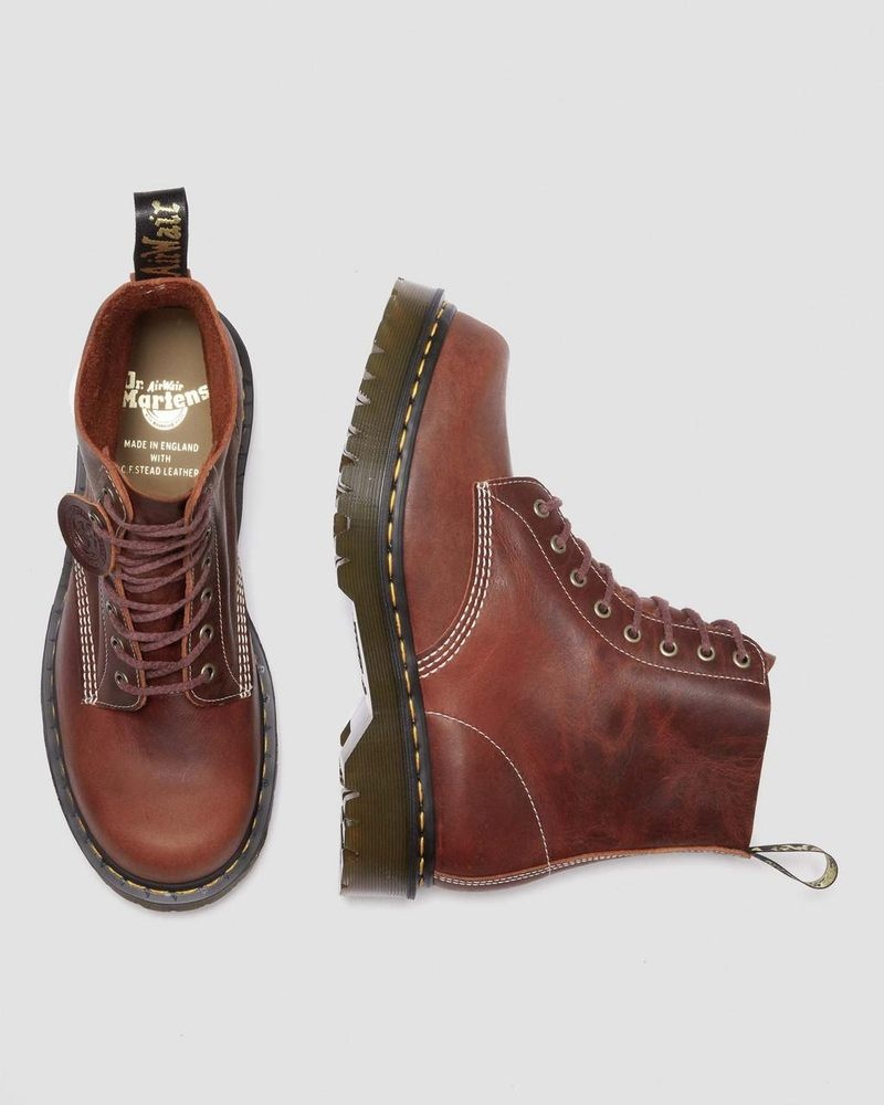 Dr Doc Martens 1460 Pascal Made in England Heritage Cuero Encaje Up Boots Heritage Tan | IO41-T8EN