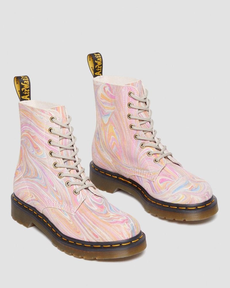 Dr Doc Martens 1460 Pascal Marbled Gamuza Encaje Up Boots (Marbled Gamuza) Rosas Naranjas | FY00-E6LY