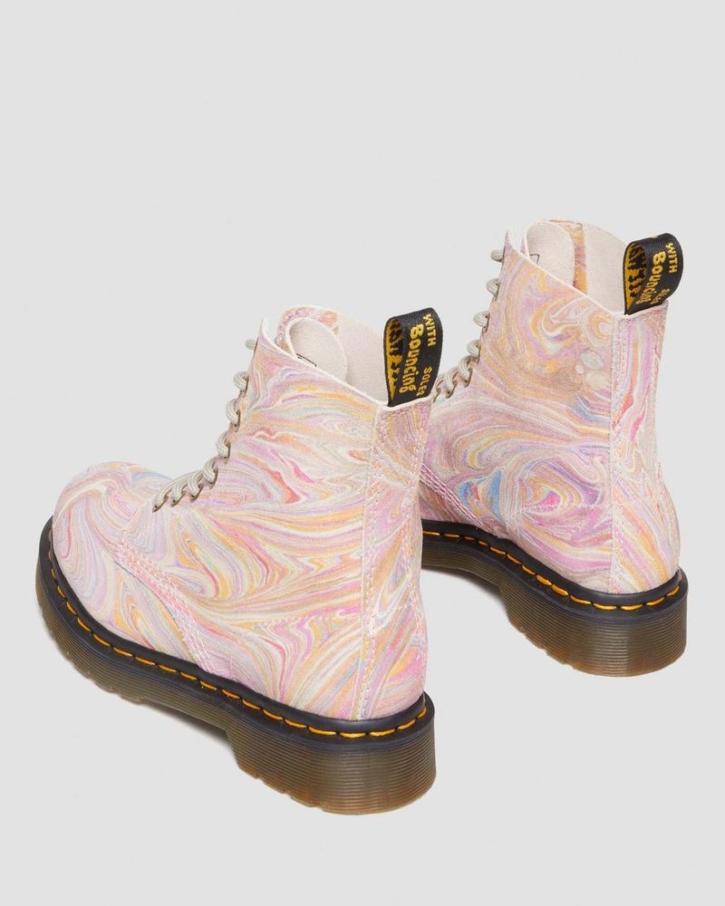 Dr Doc Martens 1460 Pascal Marbled Gamuza Encaje Up Boots (Marbled Gamuza) Rosas Naranjas | FY00-E6LY