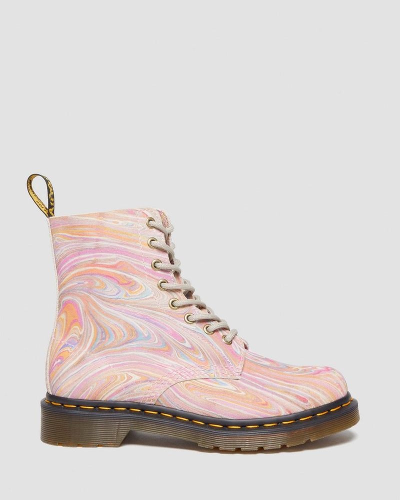 Dr Doc Martens 1460 Pascal Marbled Gamuza Encaje Up Boots (Marbled Gamuza) Rosas Naranjas | FY00-E6LY