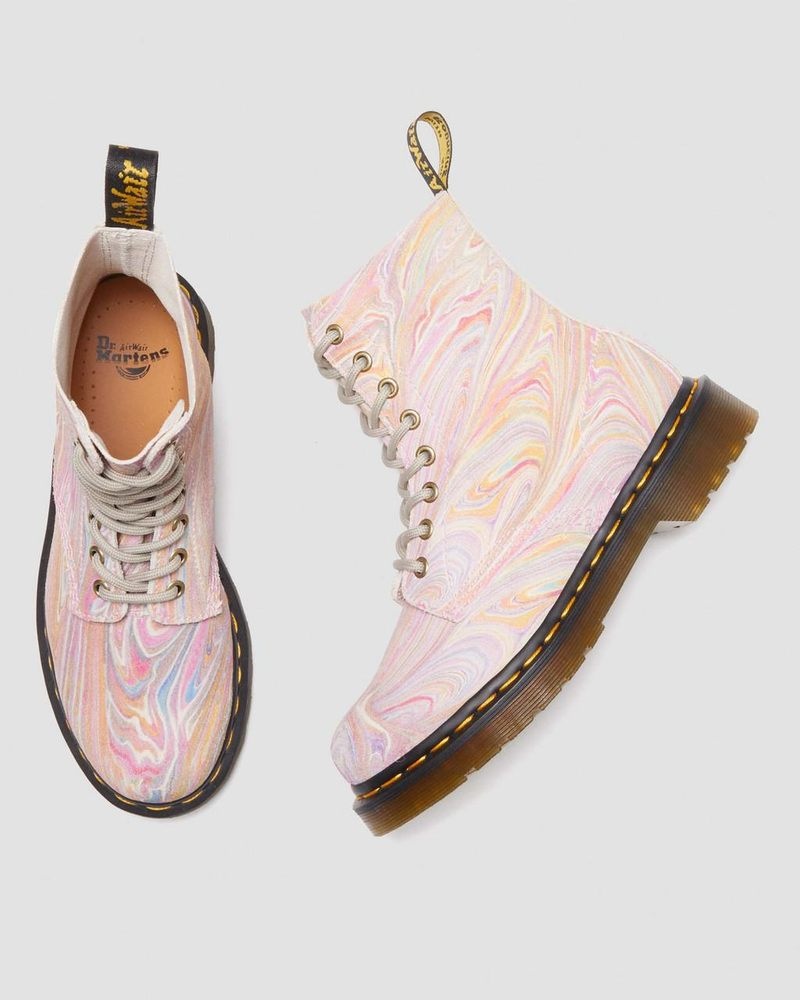 Dr Doc Martens 1460 Pascal Marbled Gamuza Encaje Up Boots (Marbled Gamuza) Rosas Naranjas | FY00-E6LY