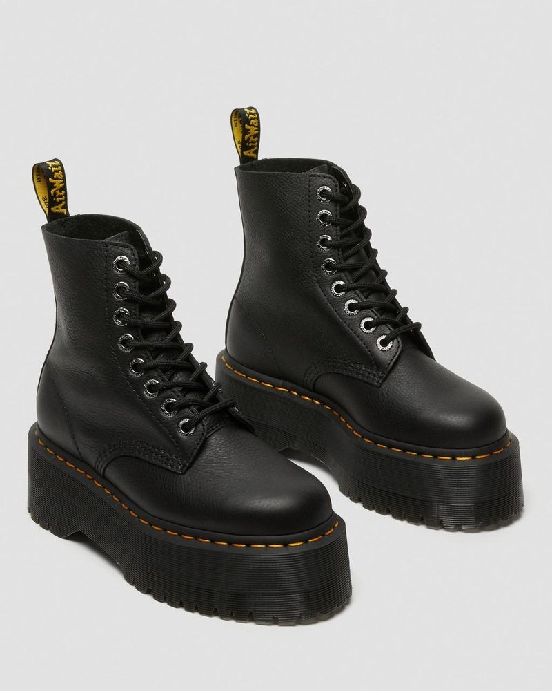 Dr Doc Martens 1460 Pascal Max Cuero Plataforma Boots (Pisa) Negros | XV66-S2VA