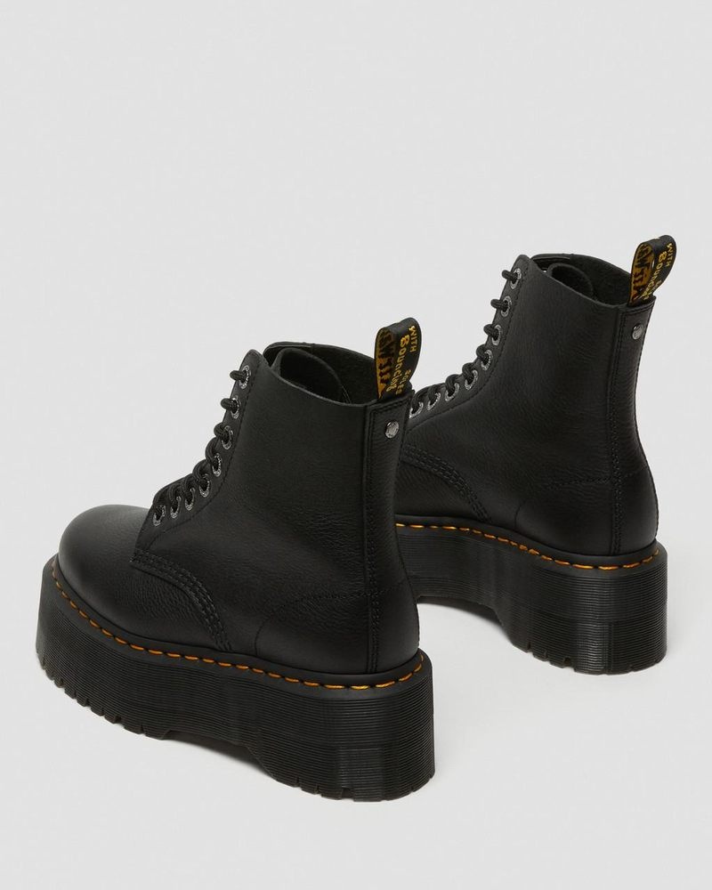 Dr Doc Martens 1460 Pascal Max Cuero Plataforma Boots (Pisa) Negros | XV66-S2VA