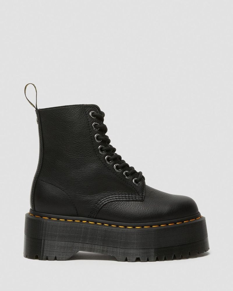 Dr Doc Martens 1460 Pascal Max Cuero Plataforma Boots (Pisa) Negros | XV66-S2VA