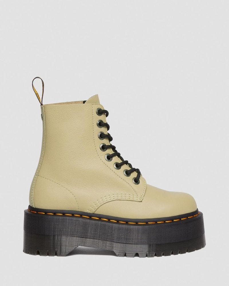 Dr Doc Martens 1460 Pascal Max Cuero Plataforma Boots (Pisa) Verde Oliva | FU02-A1VY