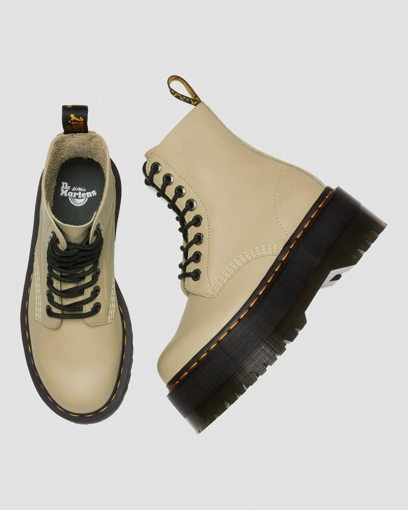 Dr Doc Martens 1460 Pascal Max Cuero Plataforma Boots (Pisa) Verde Oliva | FU02-A1VY