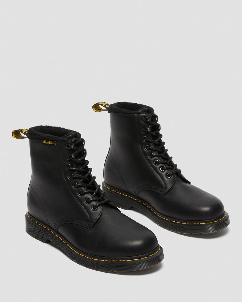 Dr Doc Martens 1460 Pascal Warmwair Cuero Encaje Up Boots (Valor Wp) Negros | PS02-W4WB