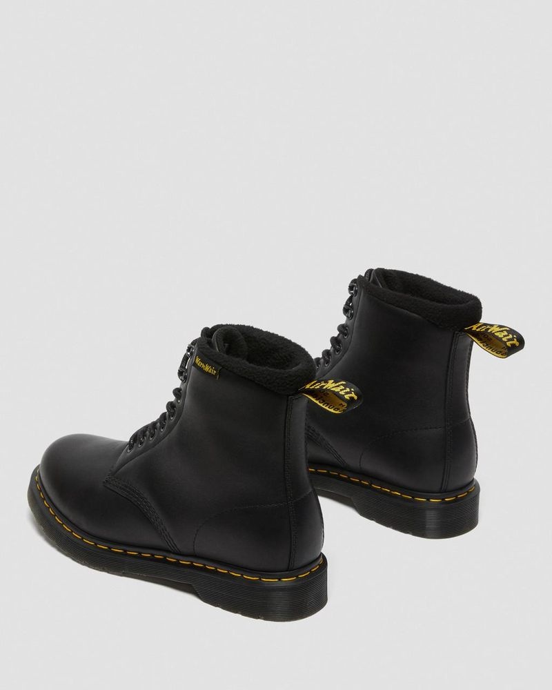 Dr Doc Martens 1460 Pascal Warmwair Cuero Encaje Up Boots (Valor Wp) Negros | PS02-W4WB