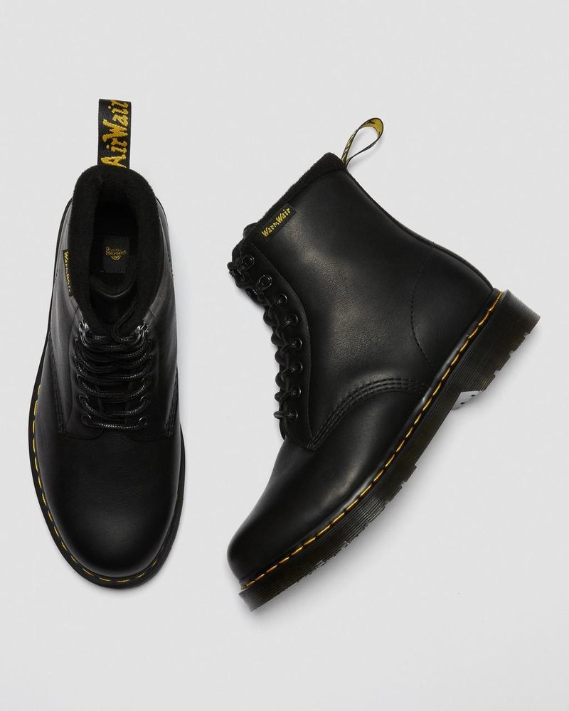 Dr Doc Martens 1460 Pascal Warmwair Cuero Encaje Up Boots (Valor Wp) Negros | PS02-W4WB