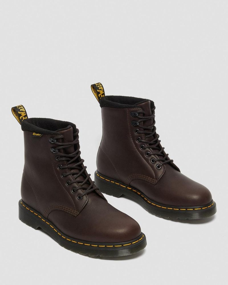 Dr Doc Martens 1460 Pascal Warmwair Cuero Encaje Up Boots (Valor Wp) Marrom Oscuro | WT60-Y7FT