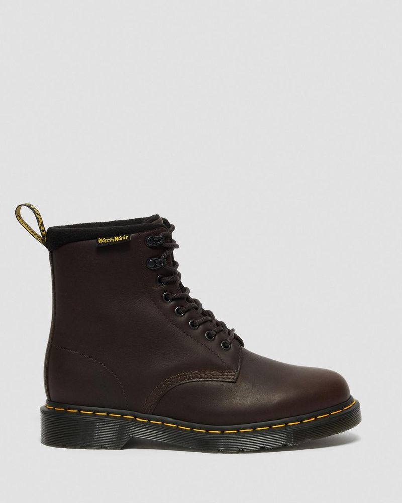 Dr Doc Martens 1460 Pascal Warmwair Cuero Encaje Up Boots (Valor Wp) Marrom Oscuro | WT60-Y7FT