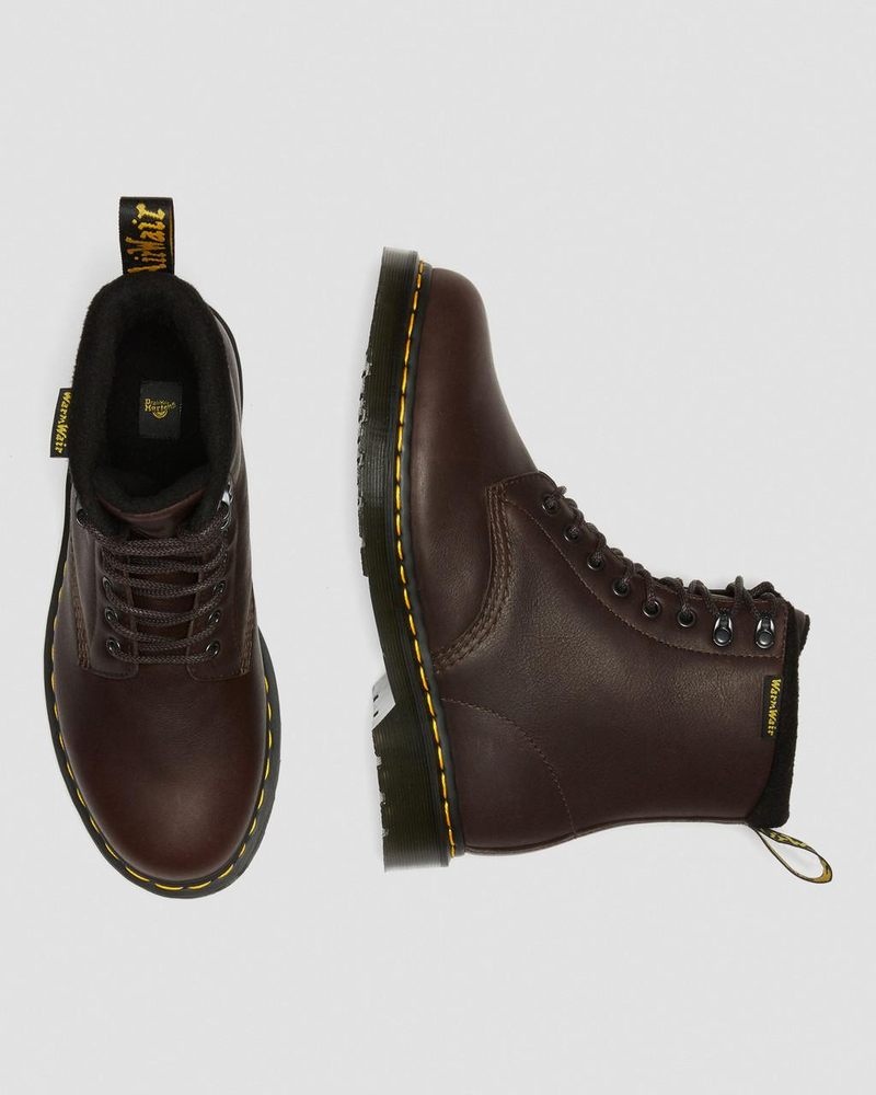 Dr Doc Martens 1460 Pascal Warmwair Cuero Encaje Up Boots (Valor Wp) Marrom Oscuro | WT60-Y7FT