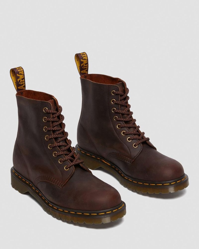 Dr Doc Martens 1460 Pascal Waxed Full Grain Cuero Encaje Up Boots (Waxed Full Grain) Chestnut | GV73-I1ZF