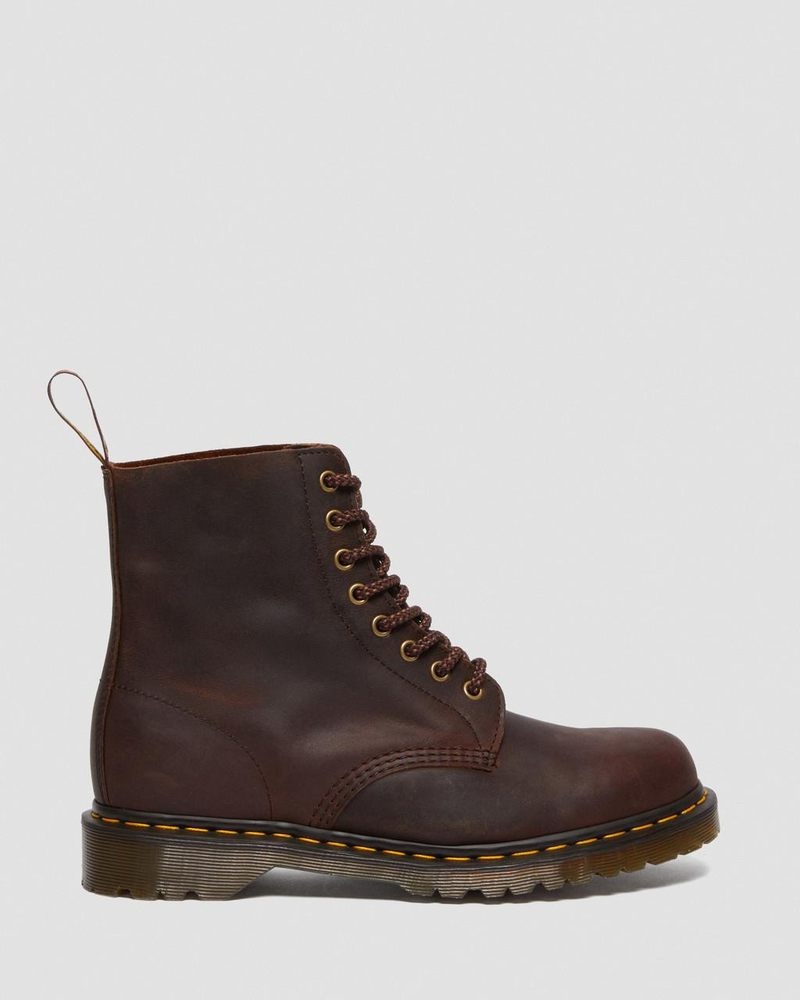 Dr Doc Martens 1460 Pascal Waxed Full Grain Cuero Encaje Up Boots (Waxed Full Grain) Chestnut | GV73-I1ZF