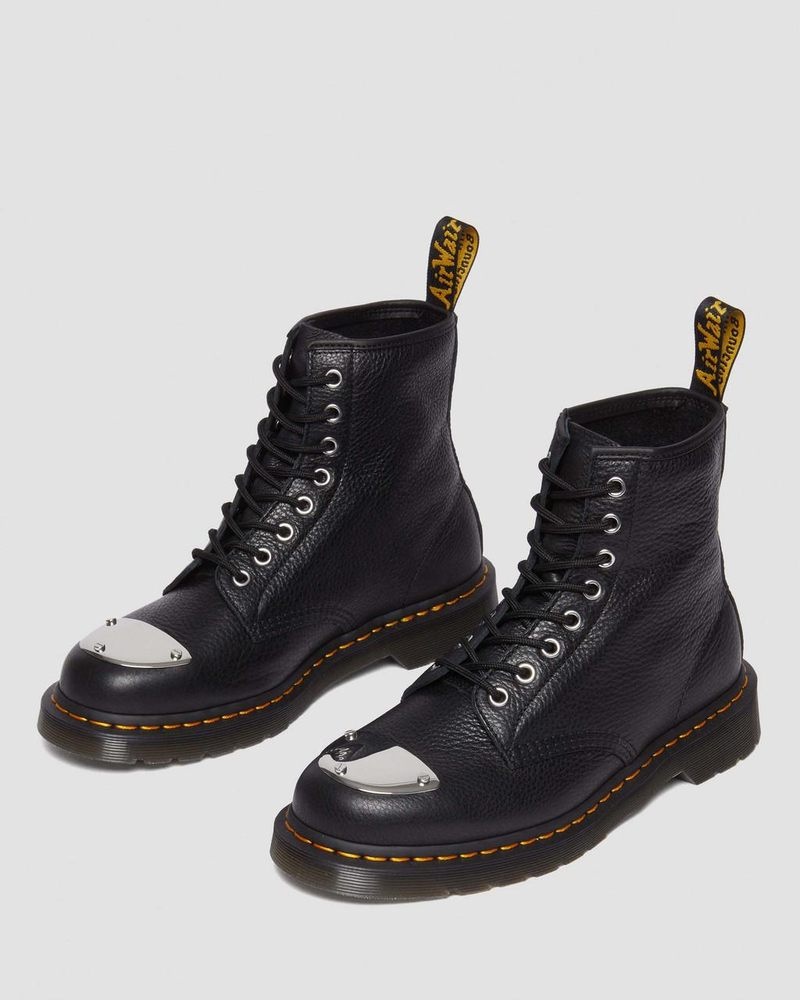 Dr Doc Martens 1460 Puntera Plate Lunar Cuero Jungle Zip Boots (Milled Nappa) Negros | QS62-R2CF