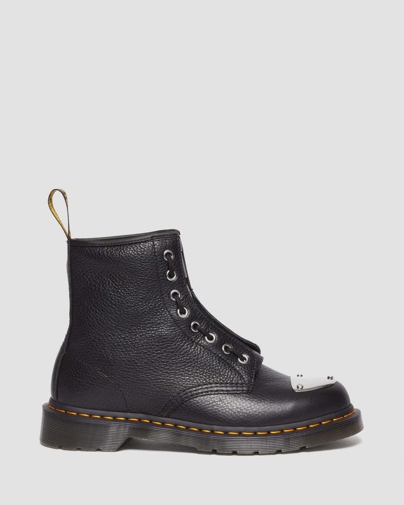 Dr Doc Martens 1460 Puntera Plate Lunar Cuero Jungle Zip Boots (Milled Nappa) Negros | QS62-R2CF