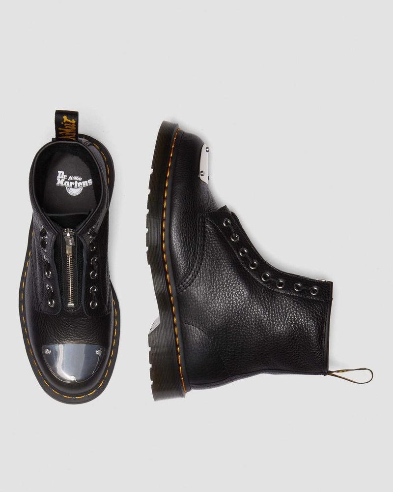 Dr Doc Martens 1460 Puntera Plate Lunar Cuero Jungle Zip Boots (Milled Nappa) Negros | QS62-R2CF