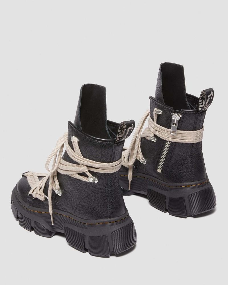 Dr Doc Martens 1460 Rick Owens DMXL Megalace Cuero Encaje Up Boots (Lunar) Negros | MV93-A3BY