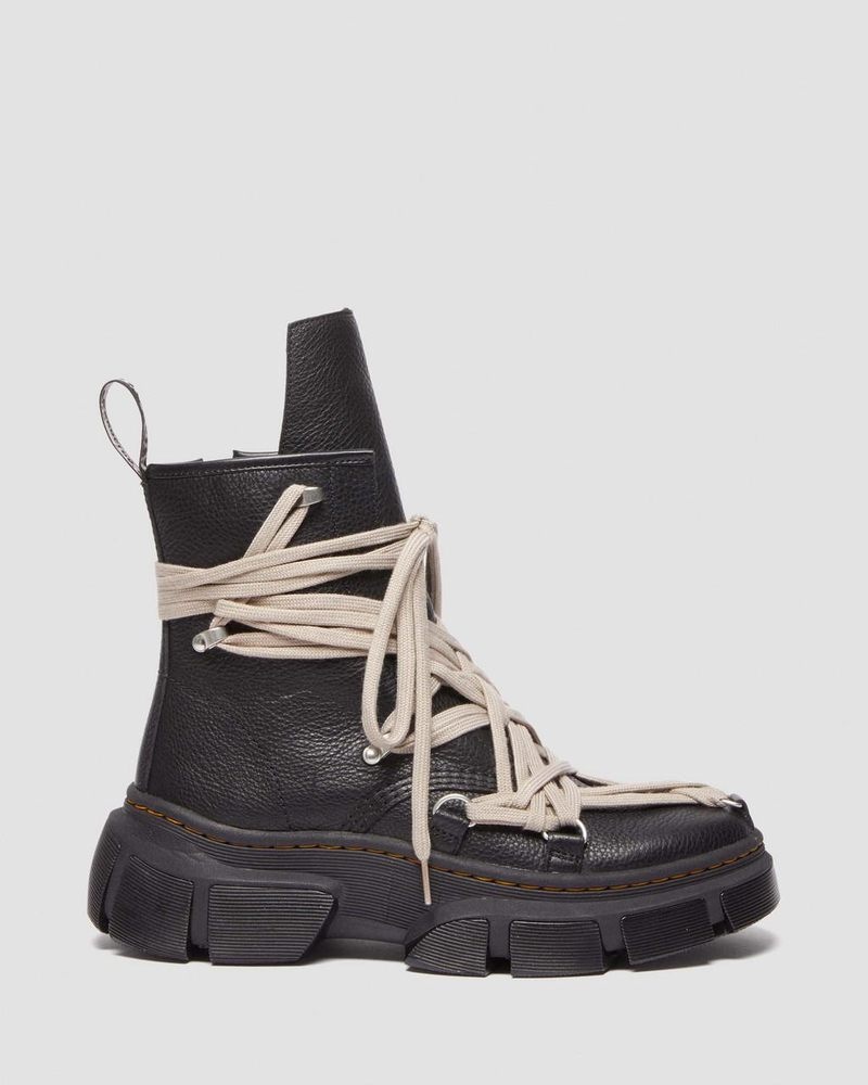 Dr Doc Martens 1460 Rick Owens DMXL Megalace Cuero Encaje Up Boots (Lunar) Negros | MV93-A3BY