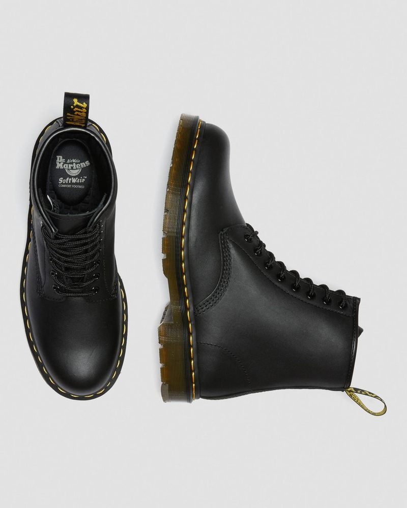 Dr Doc Martens 1460 Slip Resistant Cuero Encaje Up Boots (Industrial Full Grain) Negros | OV31-B3GP