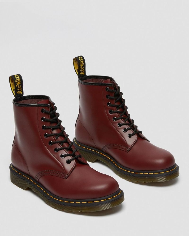 Dr Doc Martens 1460 Smooth Cuero Encaje Up Boots (Smooth Cuero) Rojos | VQ22-M1TX