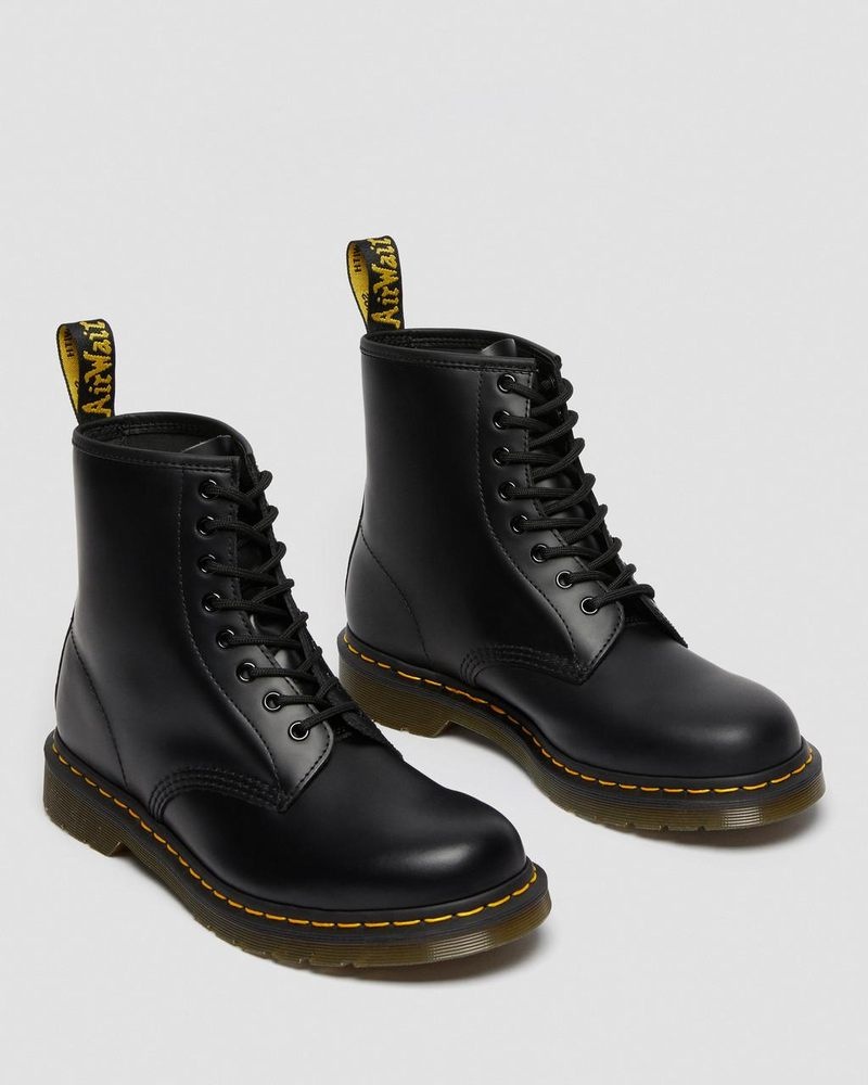 Dr Doc Martens 1460 Smooth Cuero Encaje Up Boots (Smooth Cuero) Negros | EH48-T1NH