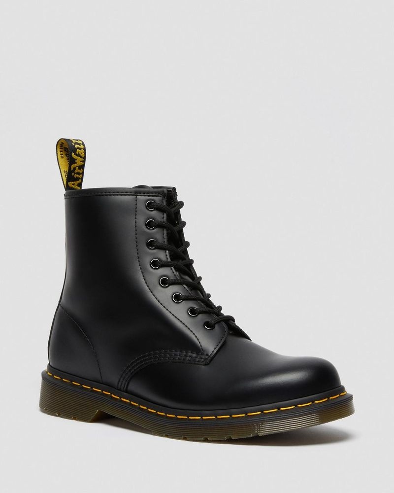 Dr Doc Martens 1460 Smooth Cuero Encaje Up Boots (Smooth Cuero) Negros | EH48-T1NH