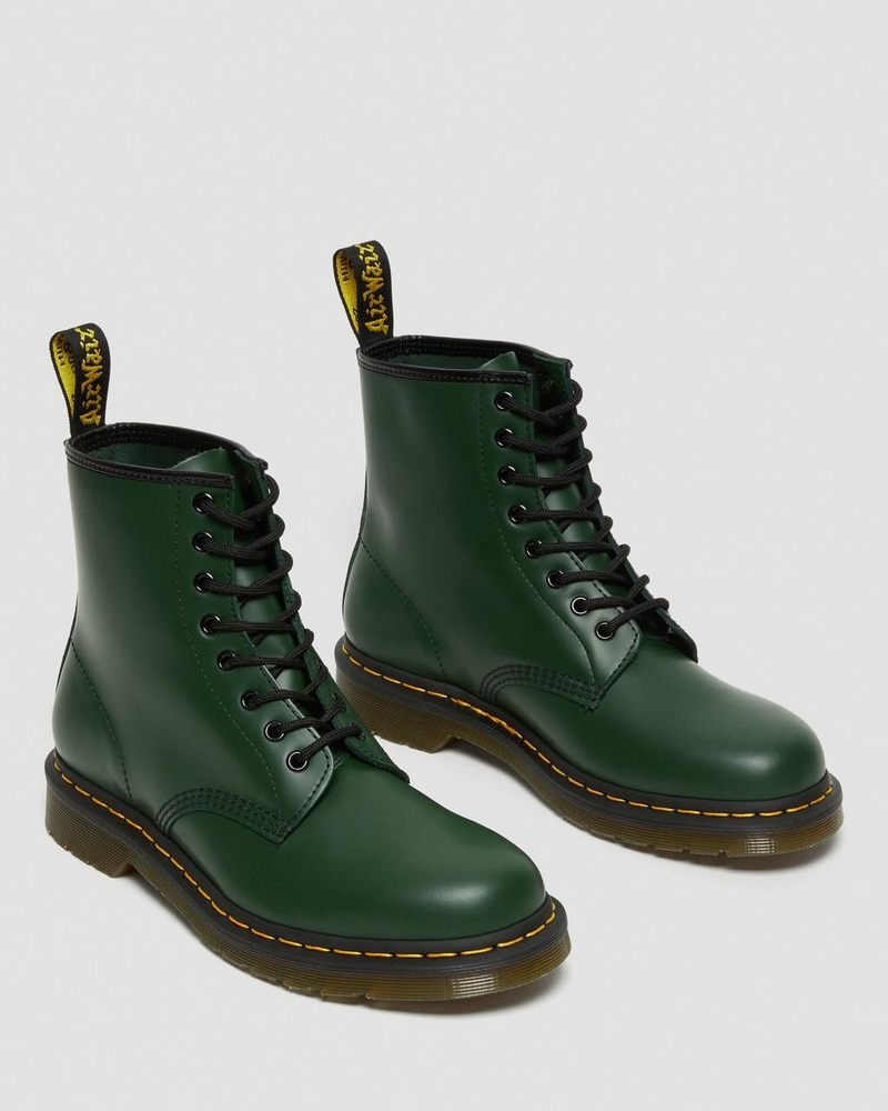 Dr Doc Martens 1460 Smooth Cuero Encaje Up Boots (Smooth Cuero) Verdes | DW54-V8JA