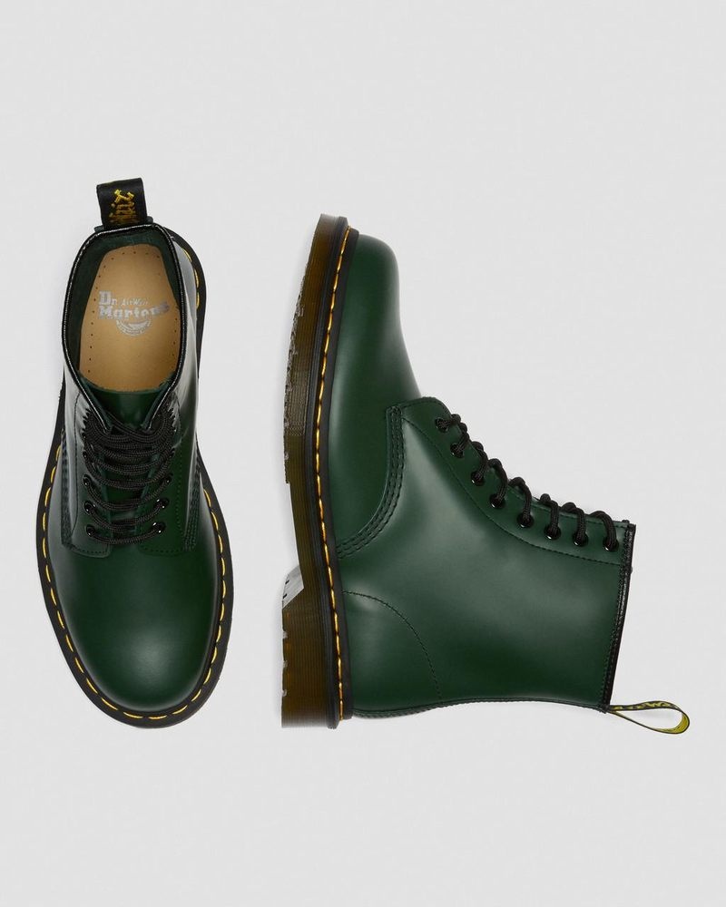 Dr Doc Martens 1460 Smooth Cuero Encaje Up Boots (Smooth Cuero) Verdes | DW54-V8JA