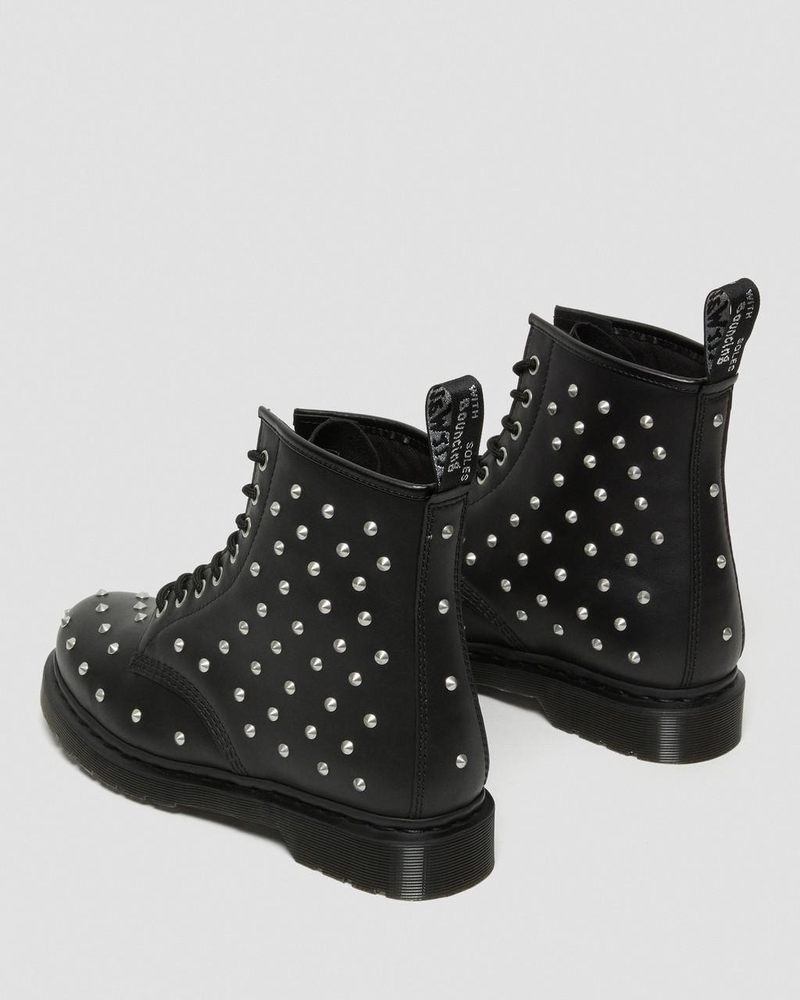 Dr Doc Martens 1460 Stud Wanama Cuero Encaje Up Boots (Wanama) Negros | WM95-H5KX