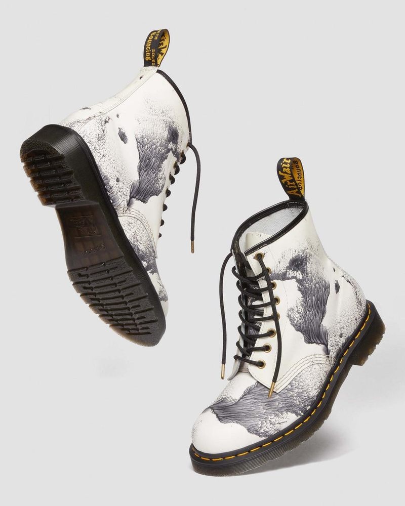 Dr Doc Martens 1460 Tate 'Decalcomania' Backhand Cuero Encaje Up Boots (Backhand) Multi | YD03-W4PV